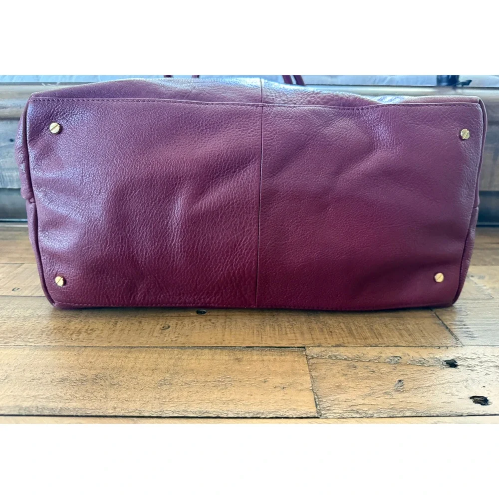 Tory Burch Tote Bag Women's Large Burgundy Leather Perforated Logo